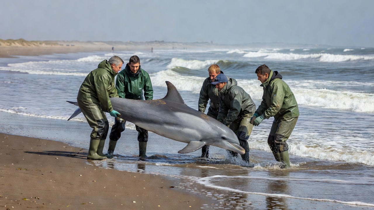 Rescataron un delfín en Mar Chiquita y lo reintrodujeron al mar