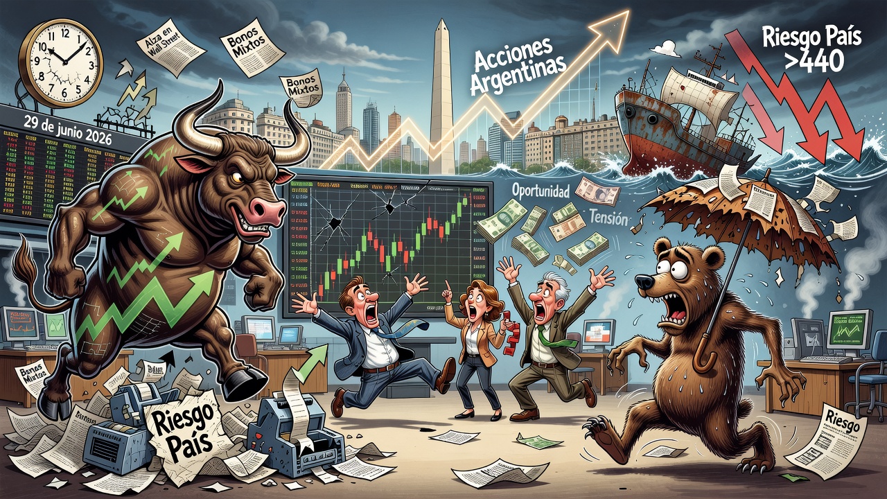 Suben las acciones argentinas y se consolida la baja del riesgo país