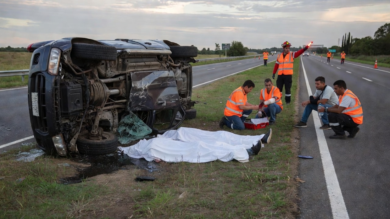 Dos muertos en vuelco en Ruta 2: regresaban de inspeccionar una obra en Mar del Plata