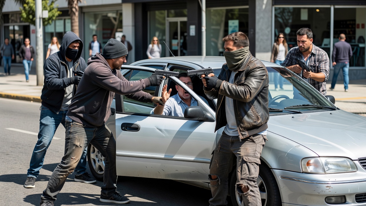 "¡Estás robado!": cuatro delincuentes armados le quitaron el auto en segundos