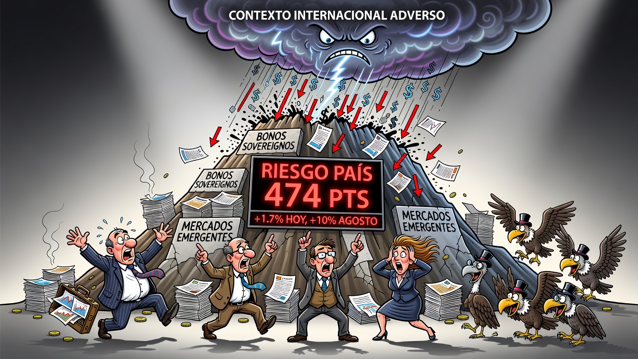 El riesgo país trepa a 474 puntos, su mayor nivel desde junio