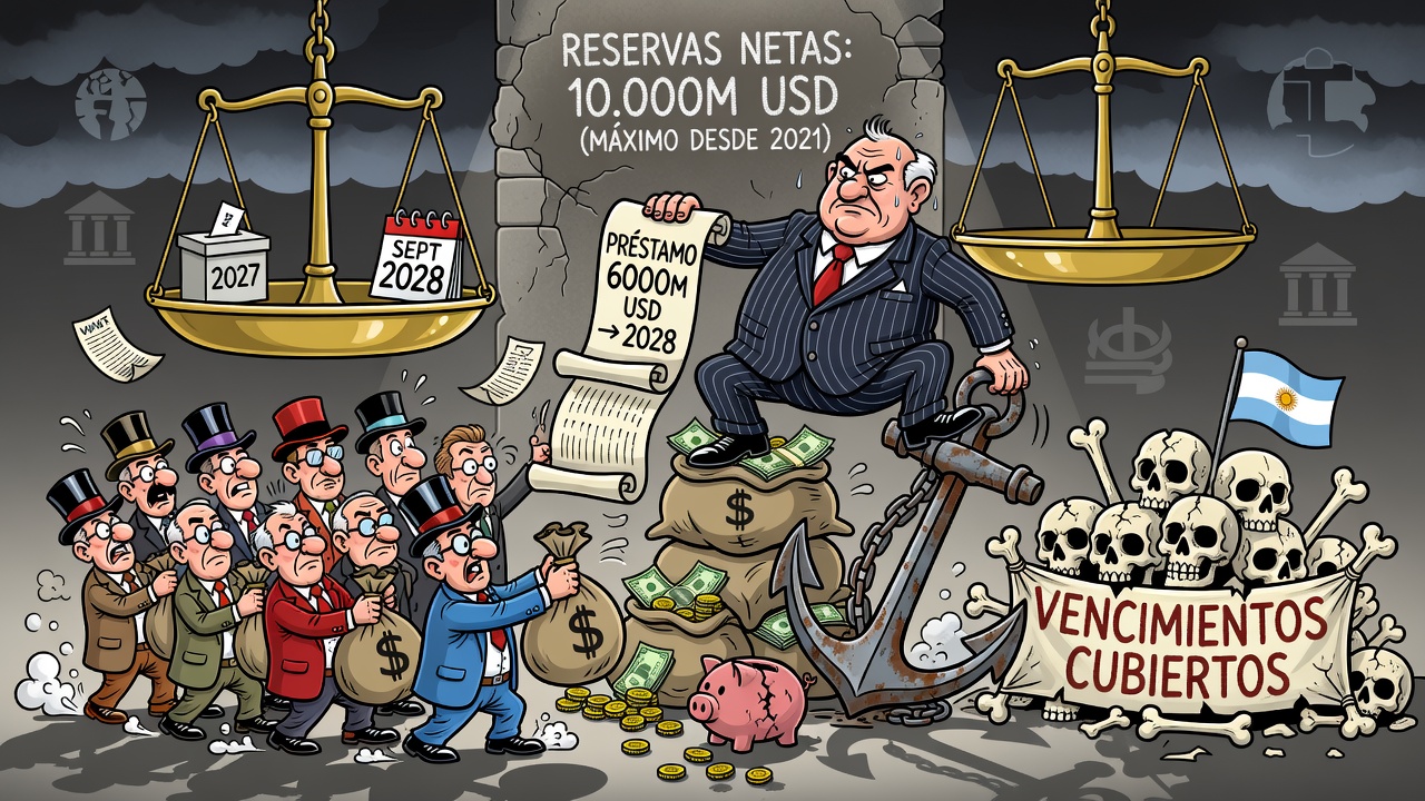 Image for El BCRA refinanció un préstamo de 6000 millones de dólares hasta 2028 y elevó reservas netas a 10.000 millones