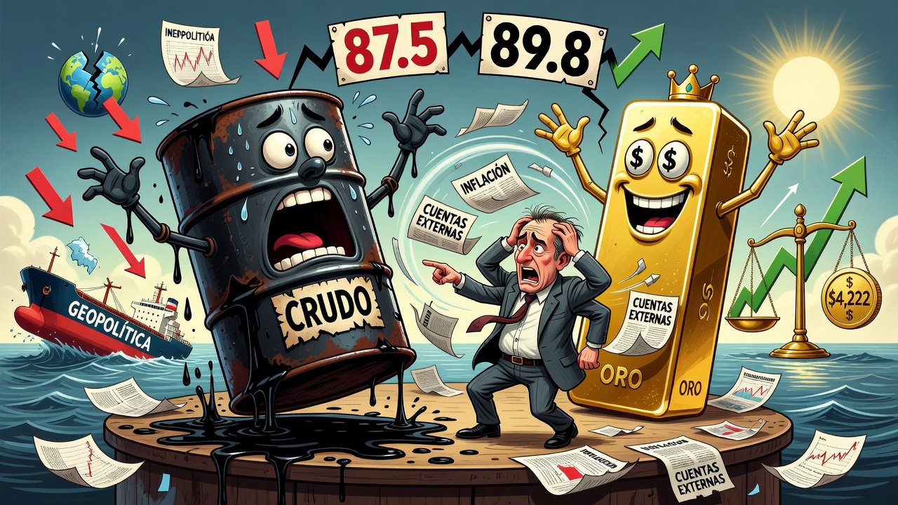 Image for Precios del petróleo caen tras novedades geopolíticas mientras el oro cotiza en 4.222 dólares la onza
