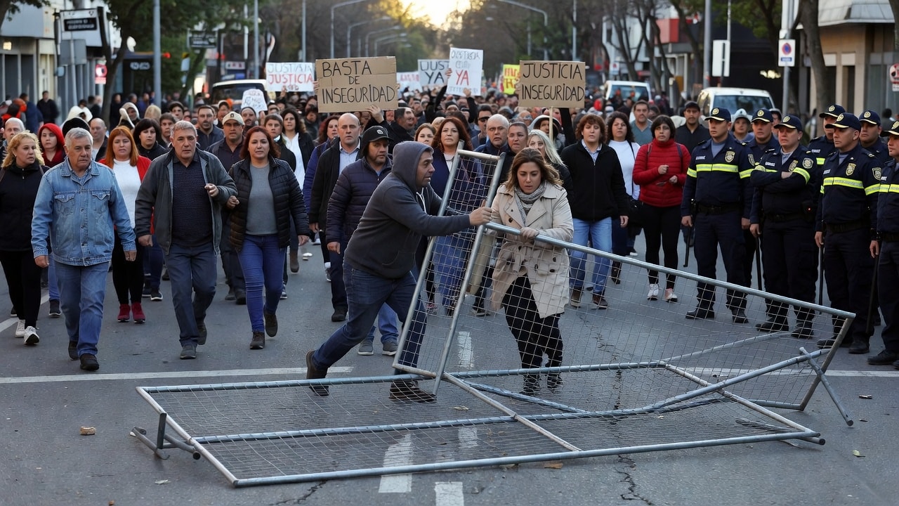 Tensión en la marcha contra la inseguridad en Mar del Plata: vecinos tiraron abajo una reja policial