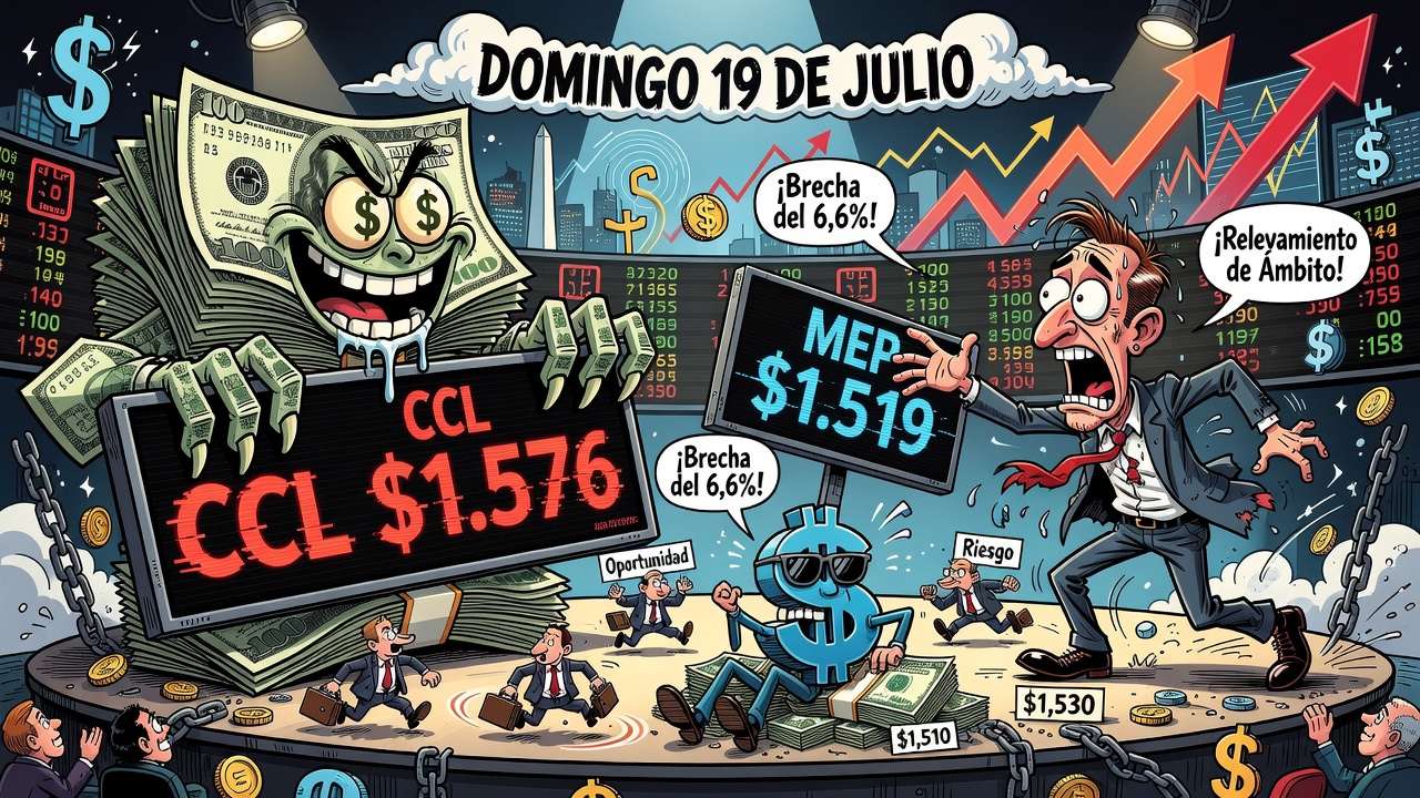 El CCL cotiza a $1.576 y el MEP a $1.519 este domingo 19 de julio
