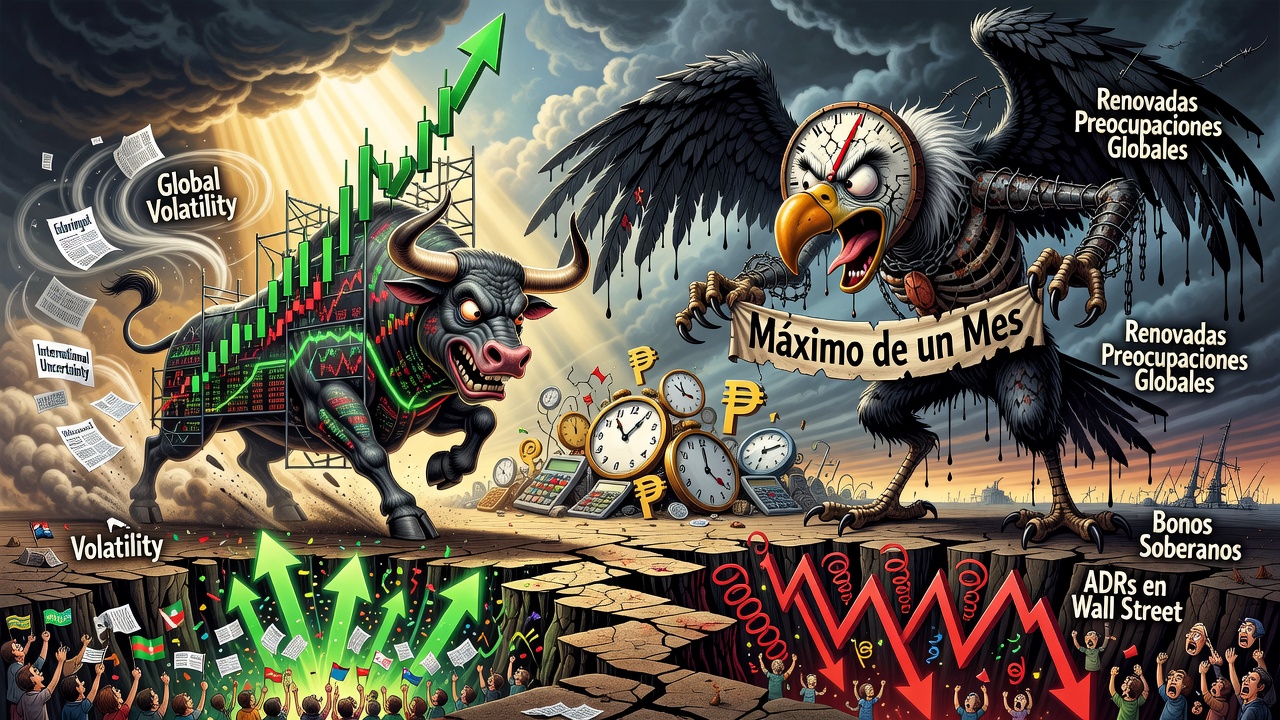 Image for El S&P Merval resistió el mal clima global y subió casi 3% en la semana, pero el riesgo país tocó máximo de un mes