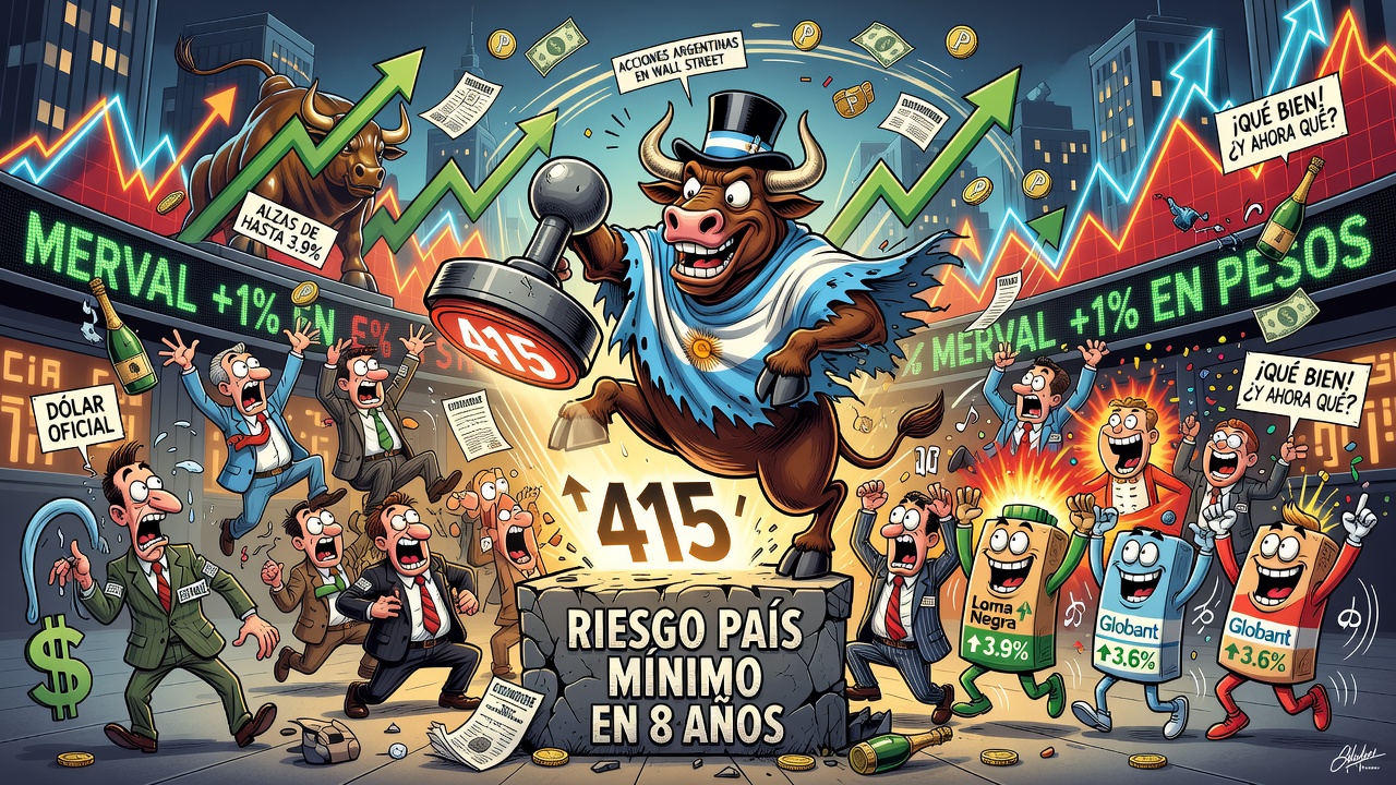 Riesgo país marcó mínimo en ocho años y subieron acciones argentinas en Wall Street