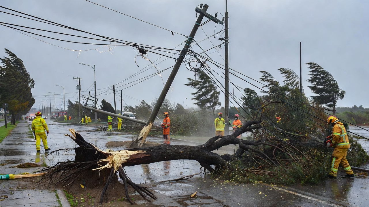 Fuerte viento en Mar del Plata: ya hubo decenas de intervenciones por postes, cables y árboles caídos