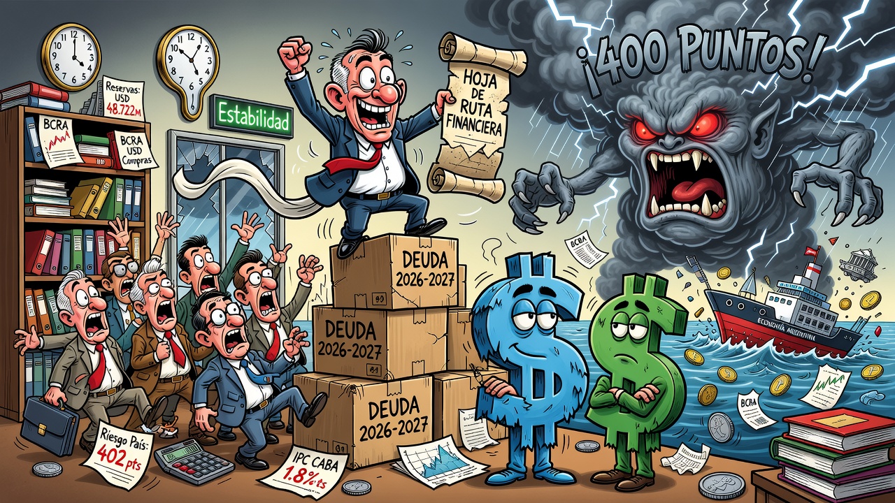Image for El Gobierno presentó su hoja de ruta para pagar los vencimientos de deuda que vienen y empujó el riesgo país a los 400 puntos