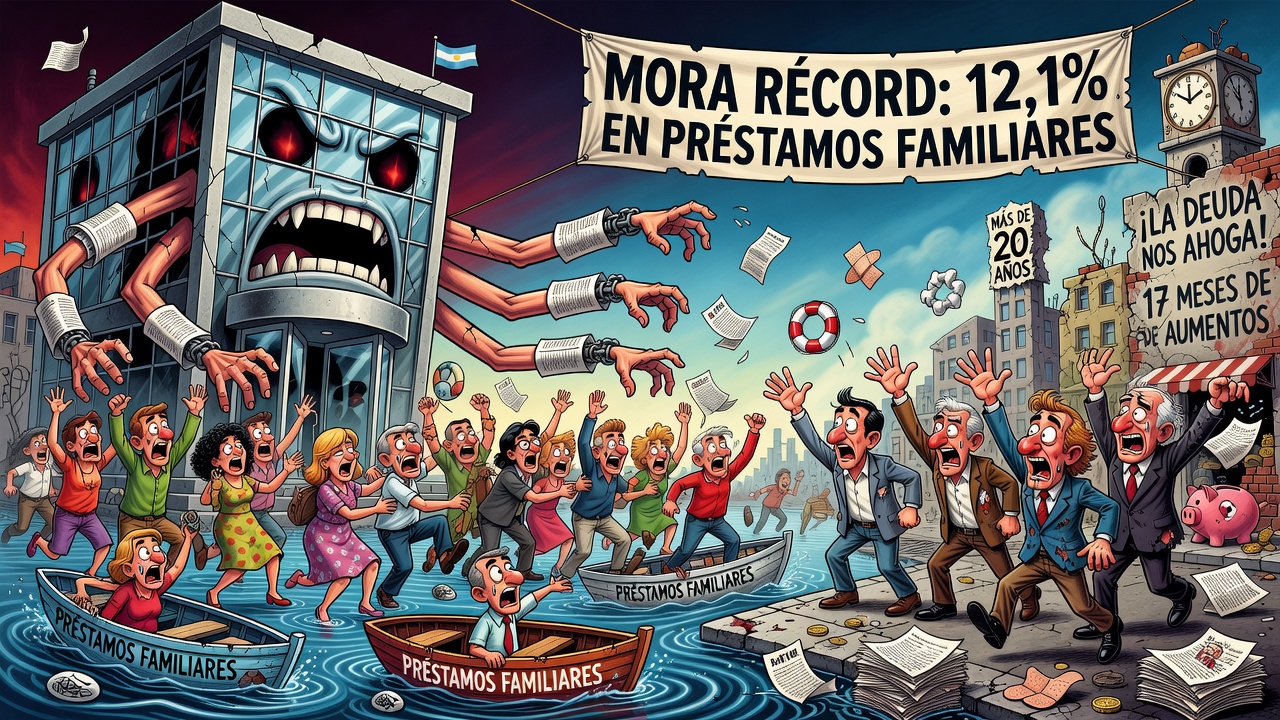 Image for La mora bancaria en Argentina alcanzó récord de 12,1% en préstamos a familias