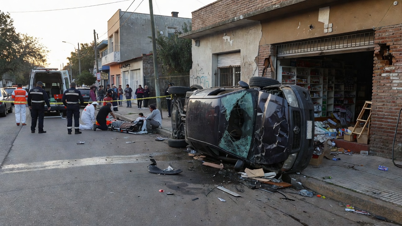 Camioneta volcó e impactó contra un almacén: un muerto y cinco heridos