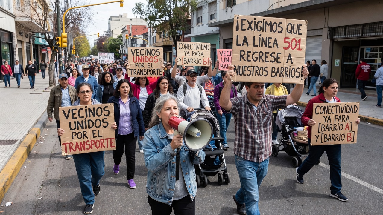 Protesta para que la línea 501 vuelva a entrar a dos barrios