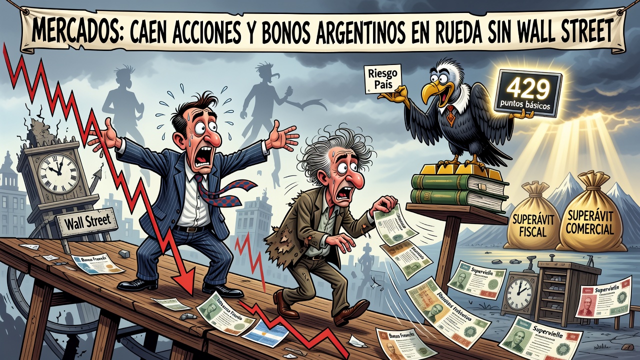 Image for Mercados: caen las acciones y los bonos argentinos en una rueda sin la referencia de Wall Street