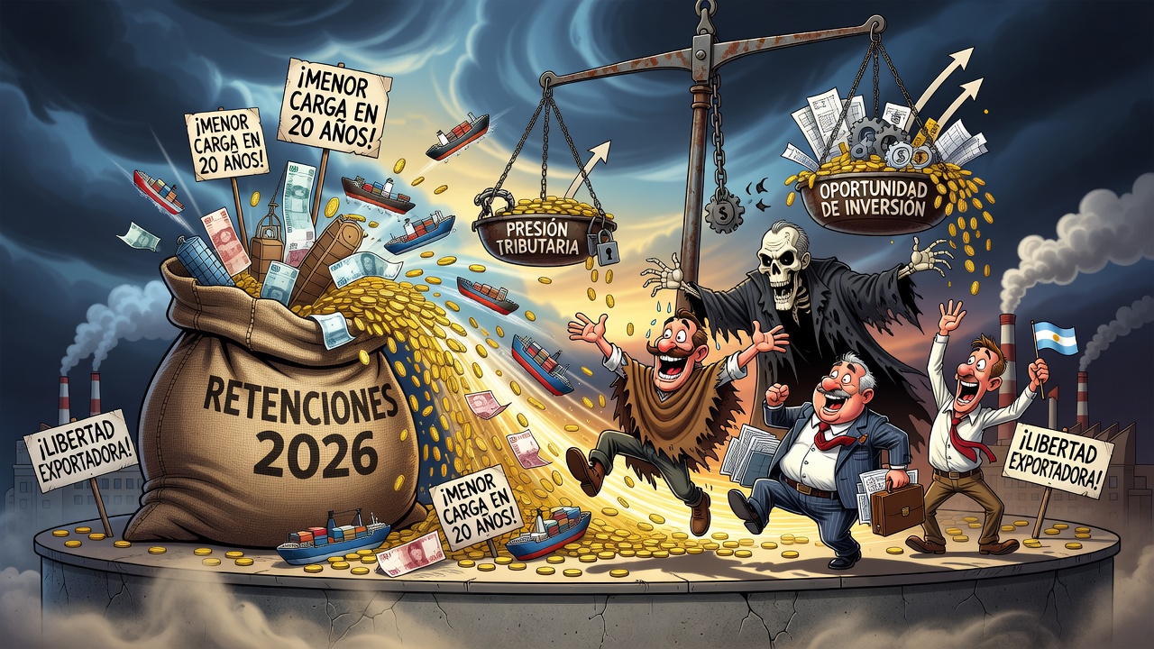 Por la baja de retenciones, Argentina tendrá en 2026 la menor presión tributaria de los últimos 20 años