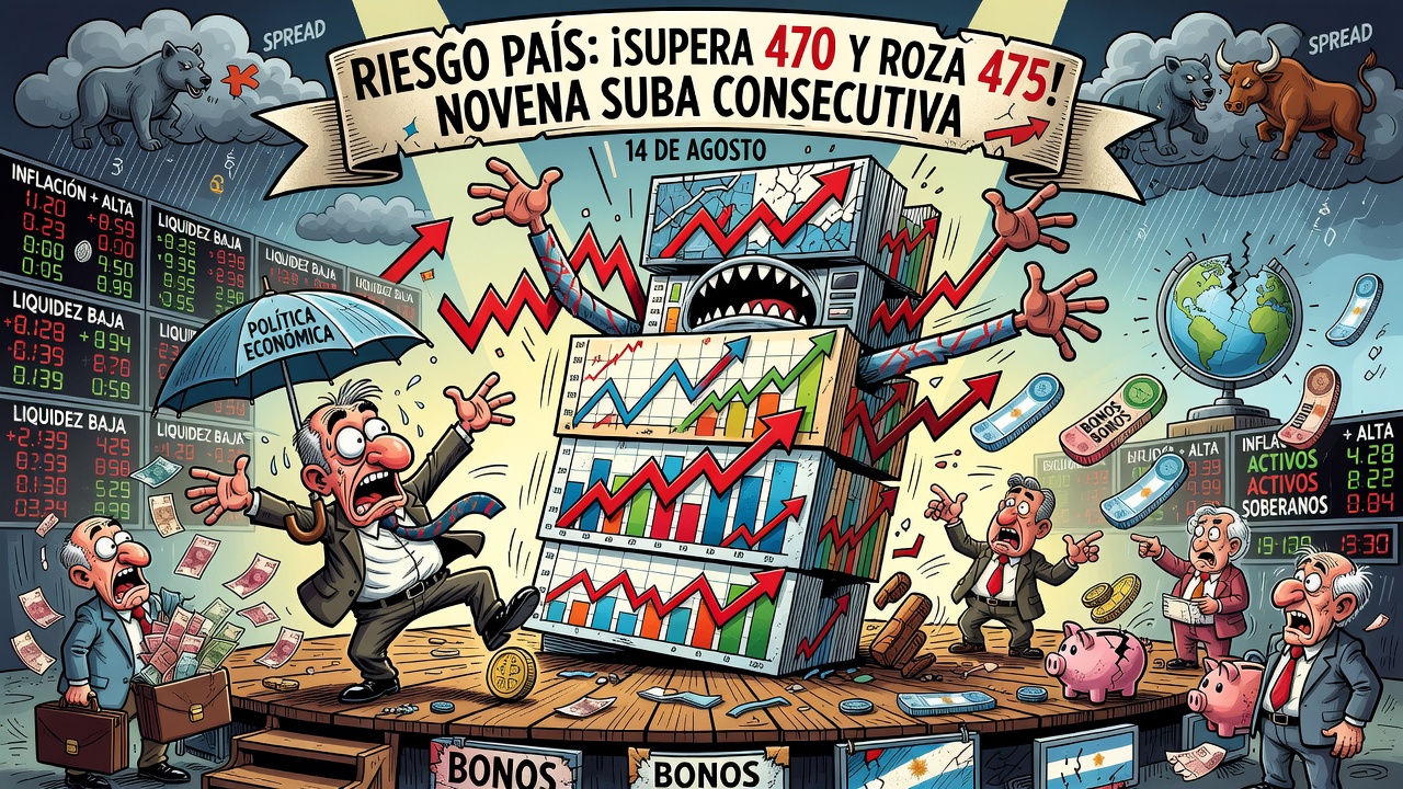 El riesgo país supera los 470 puntos y roza los 475 básicos