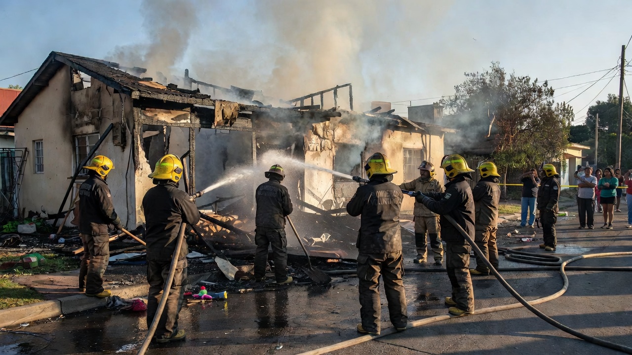 Bomberos controlaron un feroz incendio en una vivienda de Santa Rosa de Lima