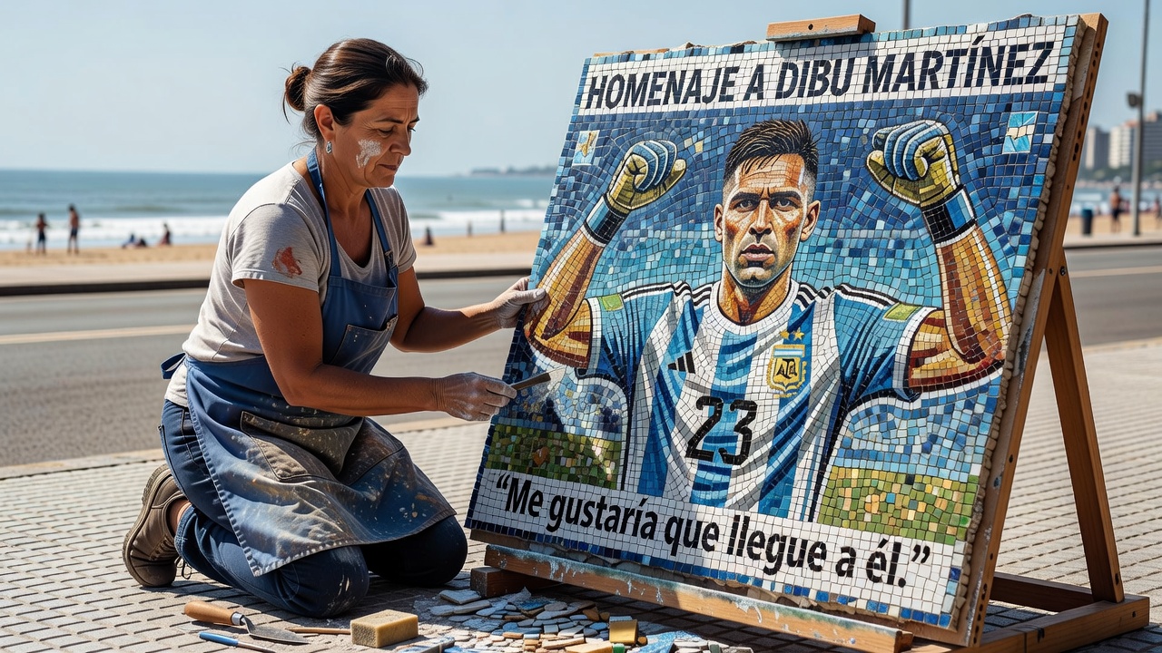 Image for El homenaje de una mosaiquista marplatense al Dibu Martínez: "Me gustaría que llegue a él"