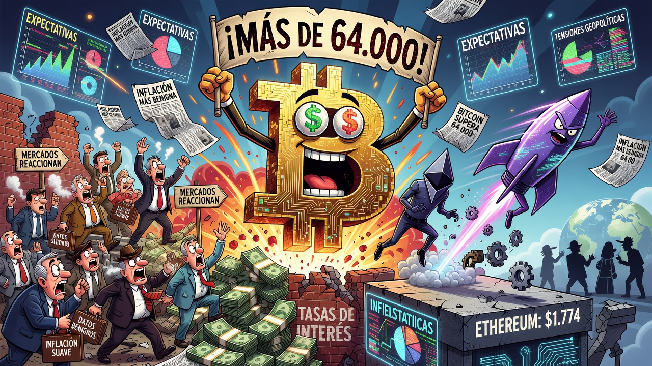 Bitcoin supera los 64.000 dólares tras datos suaves de inflación en EE.UU.