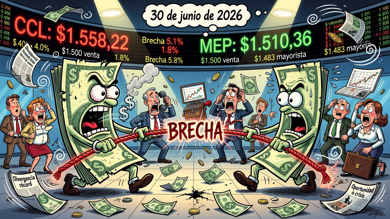 Dólar CCL cotiza a $1.558 y MEP a $1.510 al 30 de junio