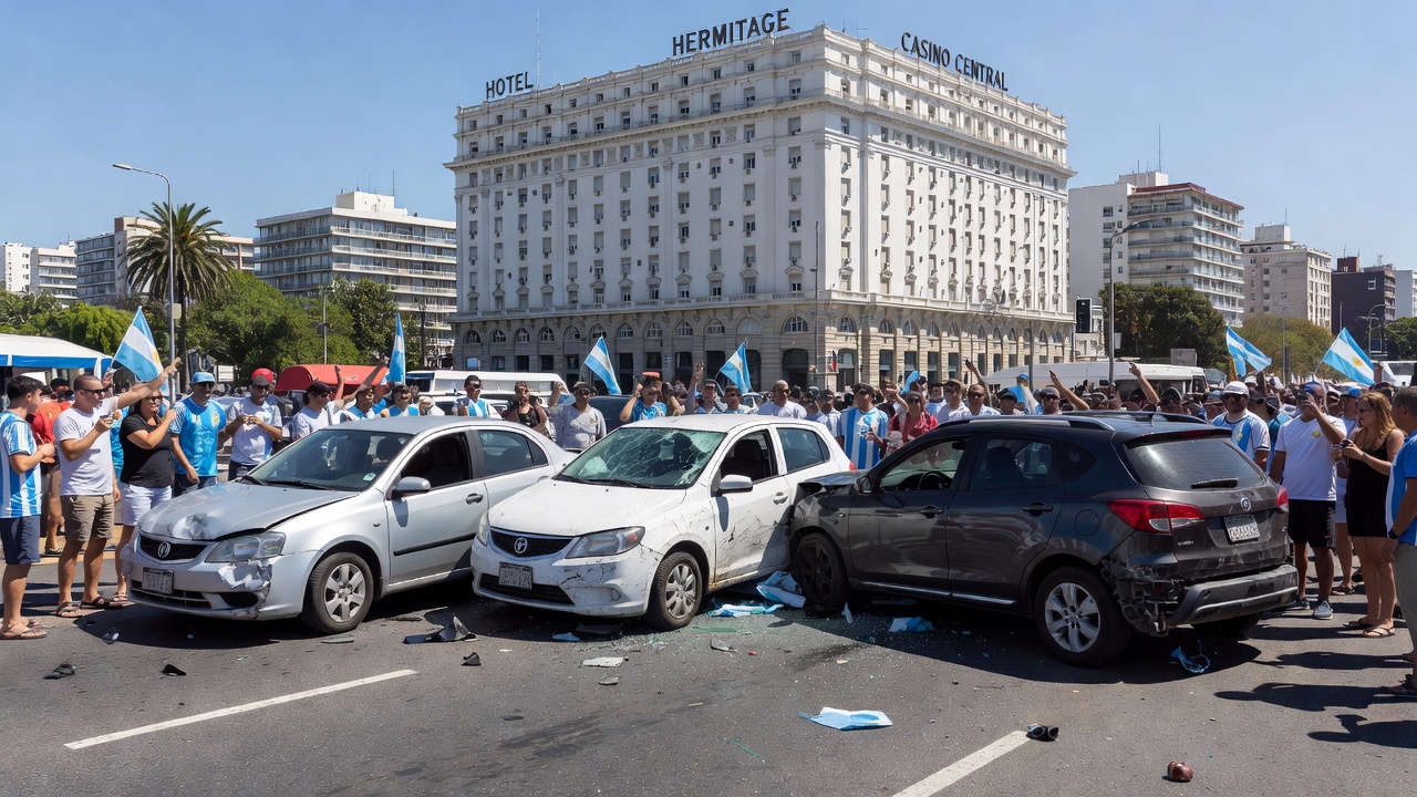 "Venías corriendo, ¿te pensás que sos Colapinto?": choque múltiple tras los festejos de Argentina a metros del Casino