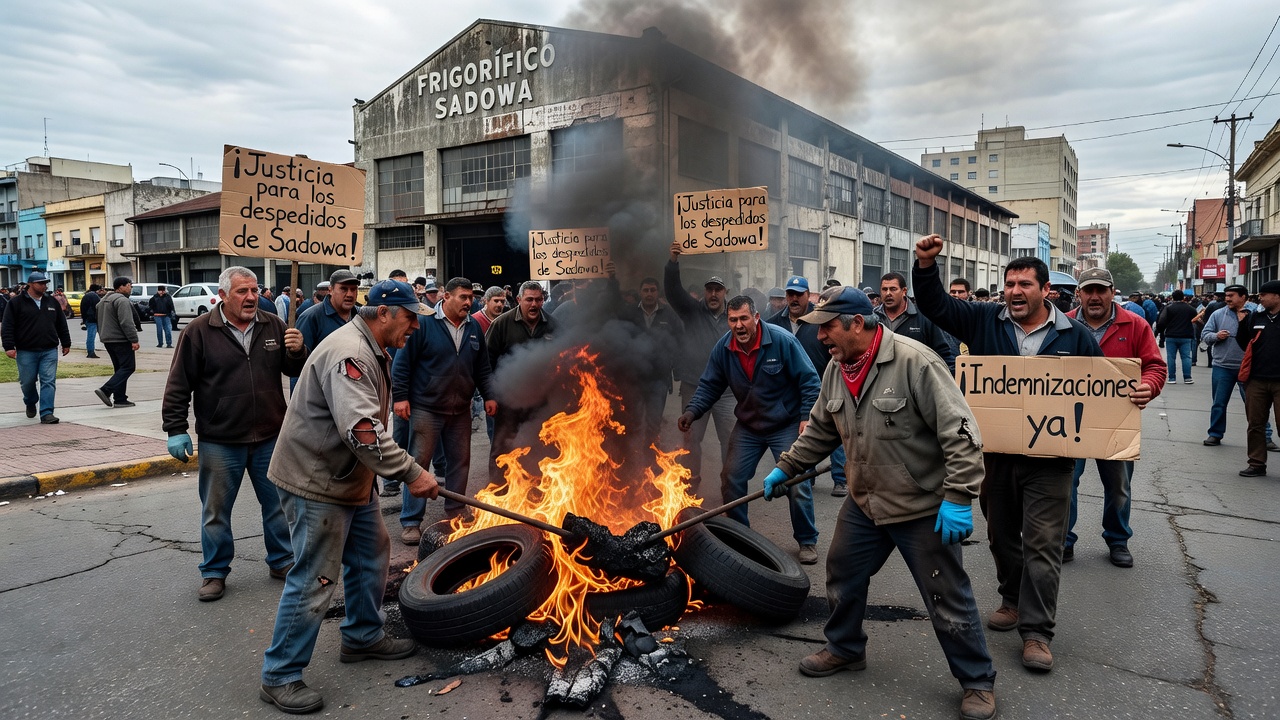 Protesta en el ex frigorífico Sadowa: trabajadores despedidos reclamaron indemnizaciones