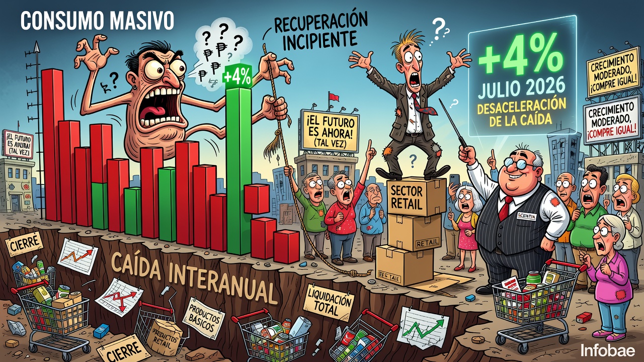Consumo masivo creció 4% en julio de 2026 y desaceleró su caída interanual