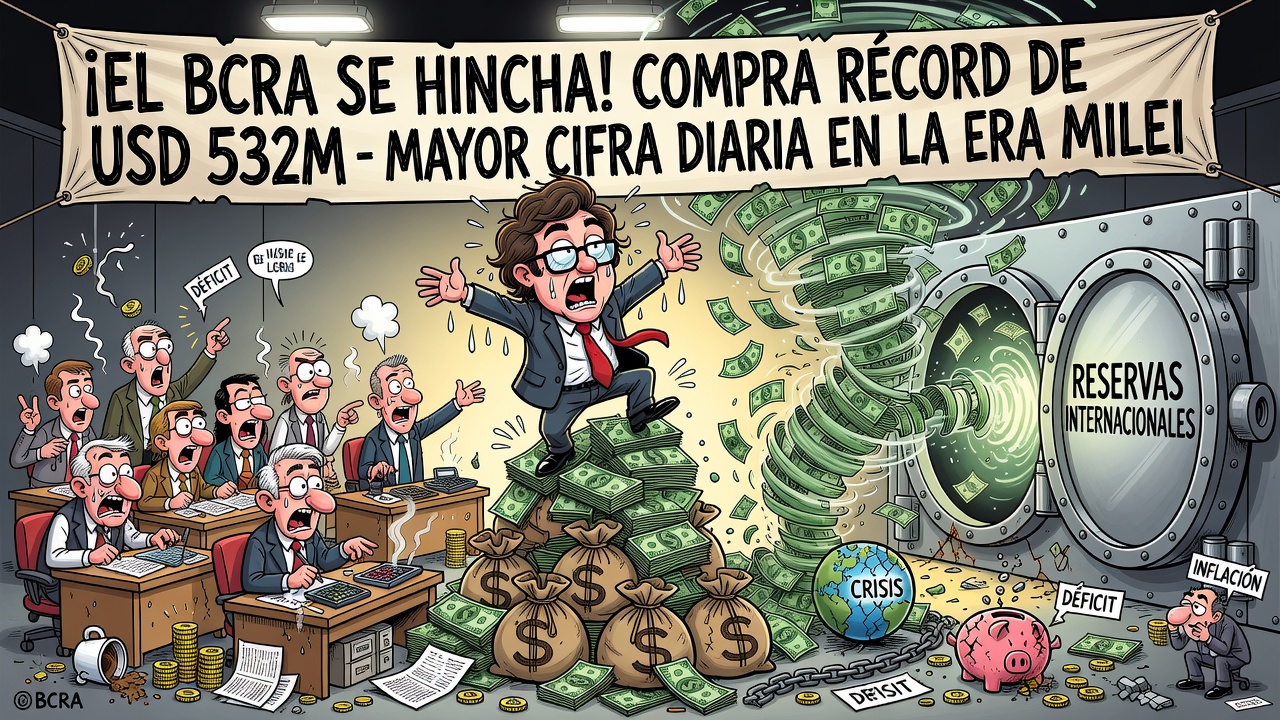 El BCRA compró USD 532 millones, la mayor cifra diaria en la era Milei