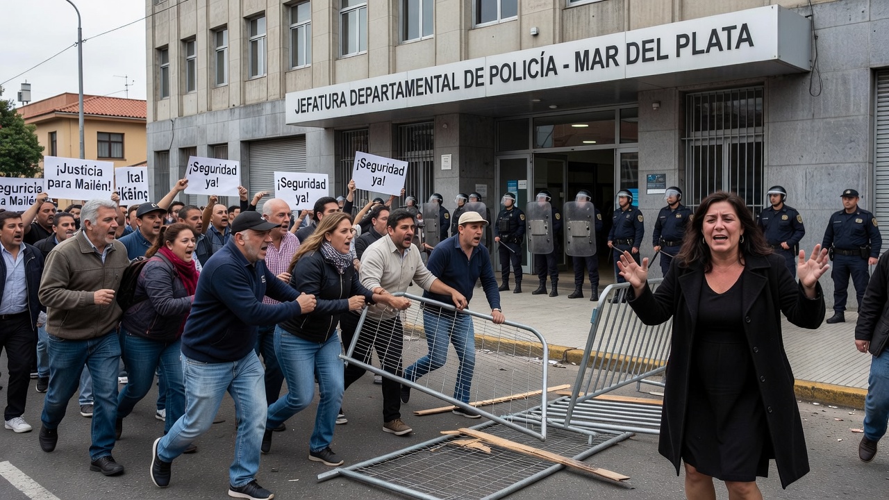 Manifestantes rompieron vallado y llegaron hasta Jefatura en marcha por inseguridad tras femicidio de Mailén