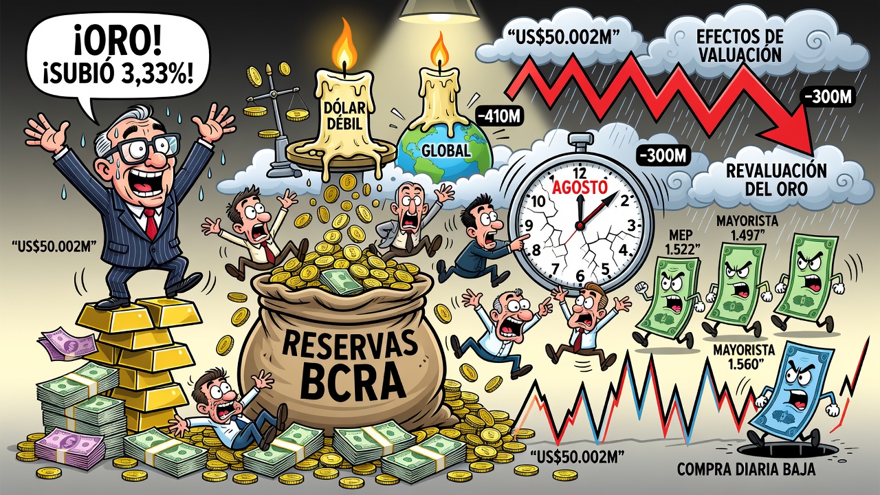 Reservas del BCRA superan los US$50.000 millones por revaluación del oro