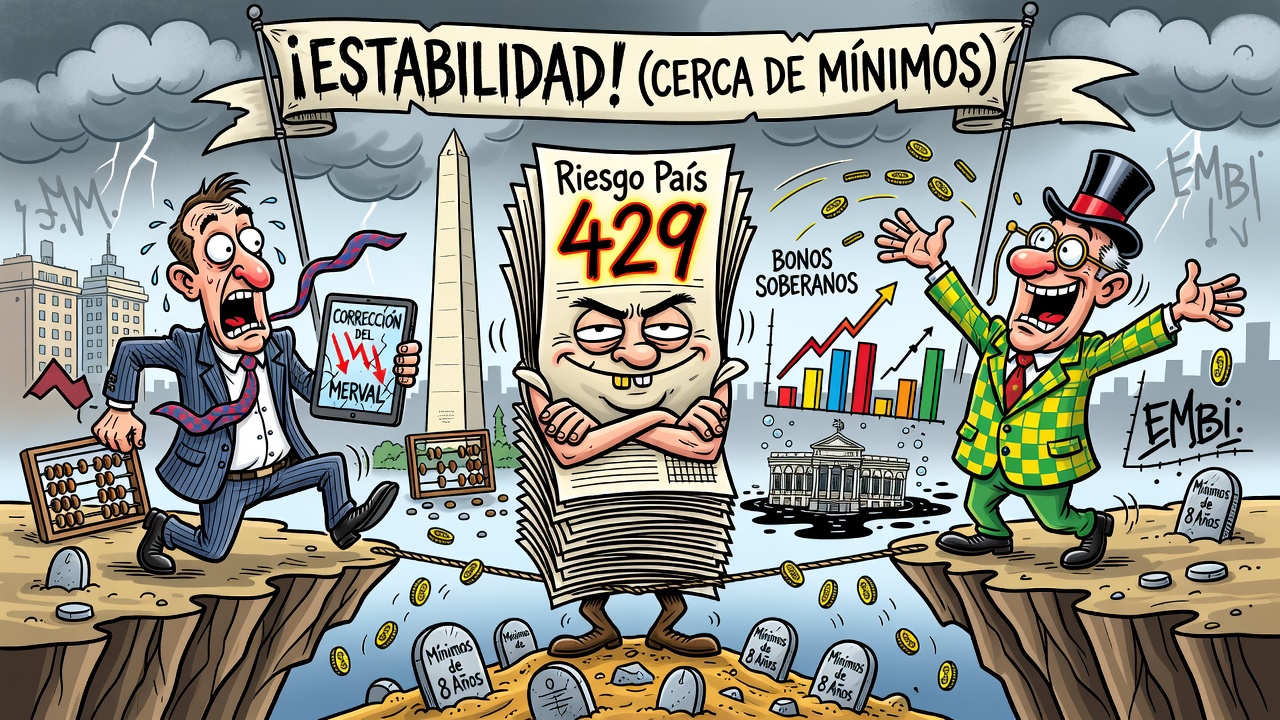 Image for Riesgo país cierra en 429 puntos cerca de mínimos de ocho años