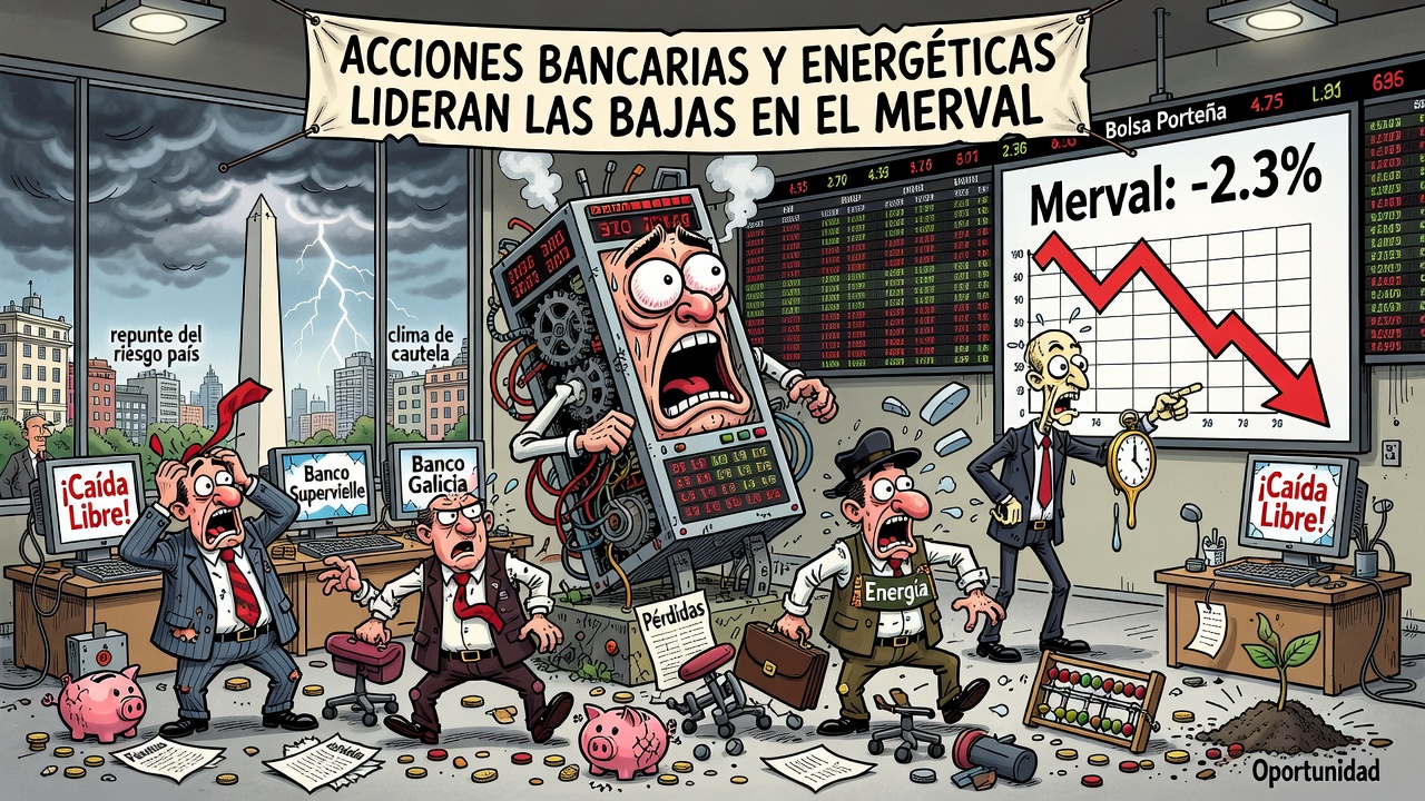 Image for Acciones bancarias y energéticas lideran las bajas en el Merval