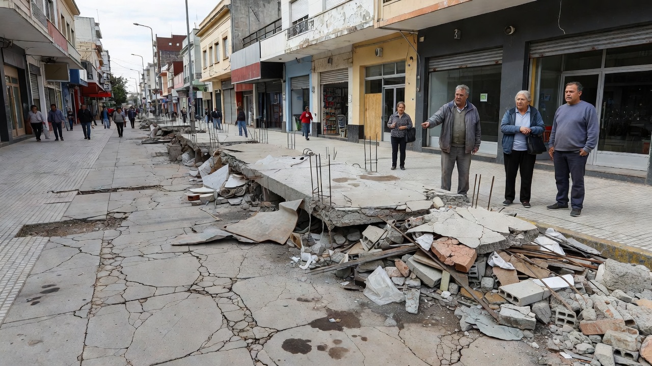 La Peatonal San Martín, cada vez más deteriorada y con una obra inconclusa