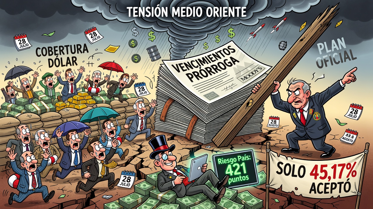 Baja adhesión a la prórroga de vencimientos de bonos y suba del riesgo país a 421 puntos