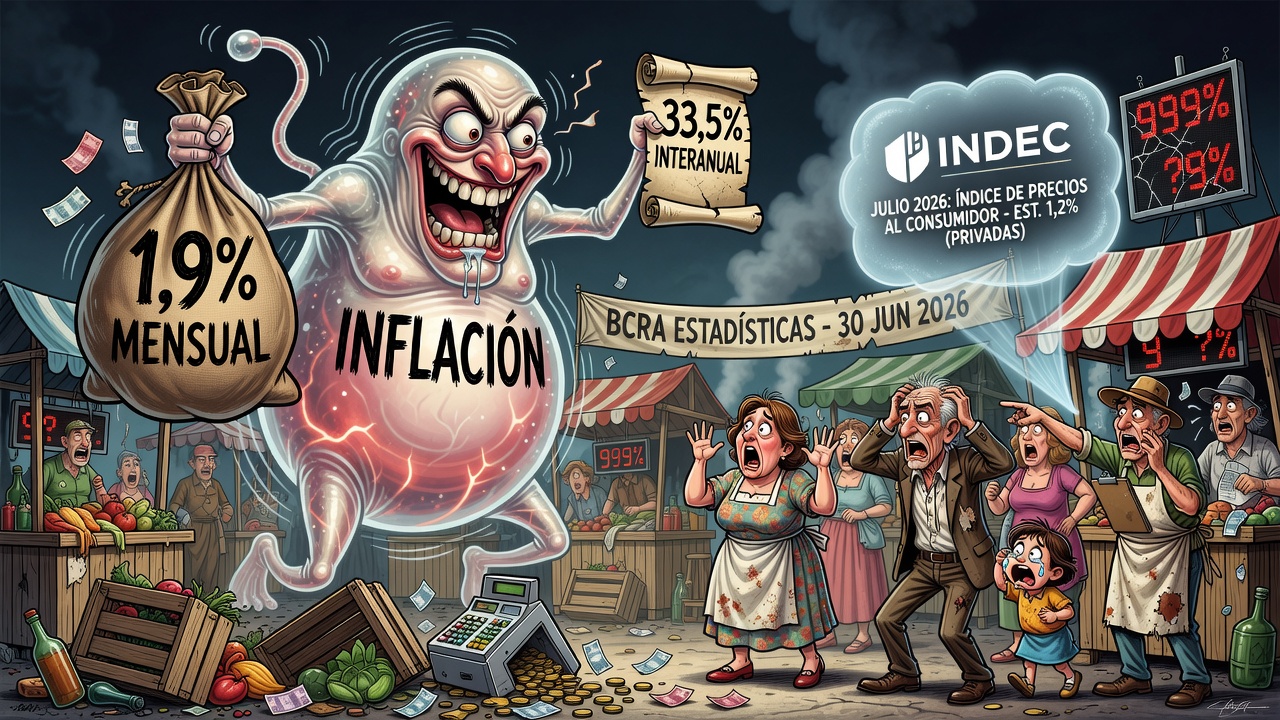 Inflación de junio fue 1,9% mensual e interanual 33,5%