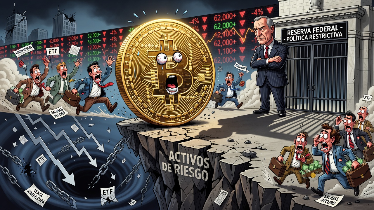 Bitcoin cae más de 4% y se muestra vulnerable ante la salida de inversores de activos de riesgo