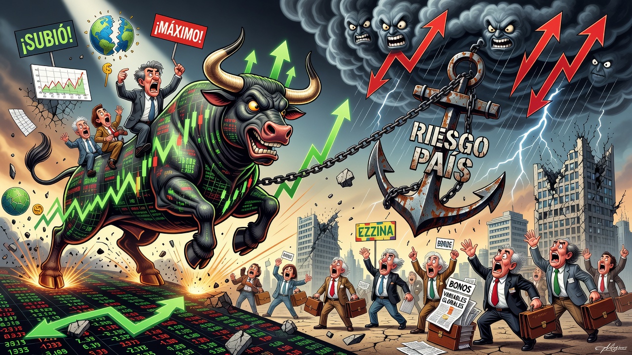 El S&P Merval resistió al mal clima global y subió casi 3% en la semana, pero el riesgo país tocó máximo de un mes