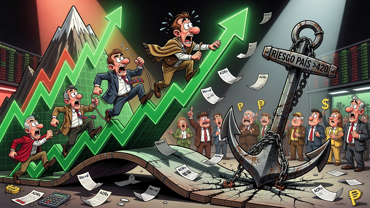 Las acciones argentinas treparon hasta casi 6% en Wall Street y el riesgo país subió por encima de los 420 puntos