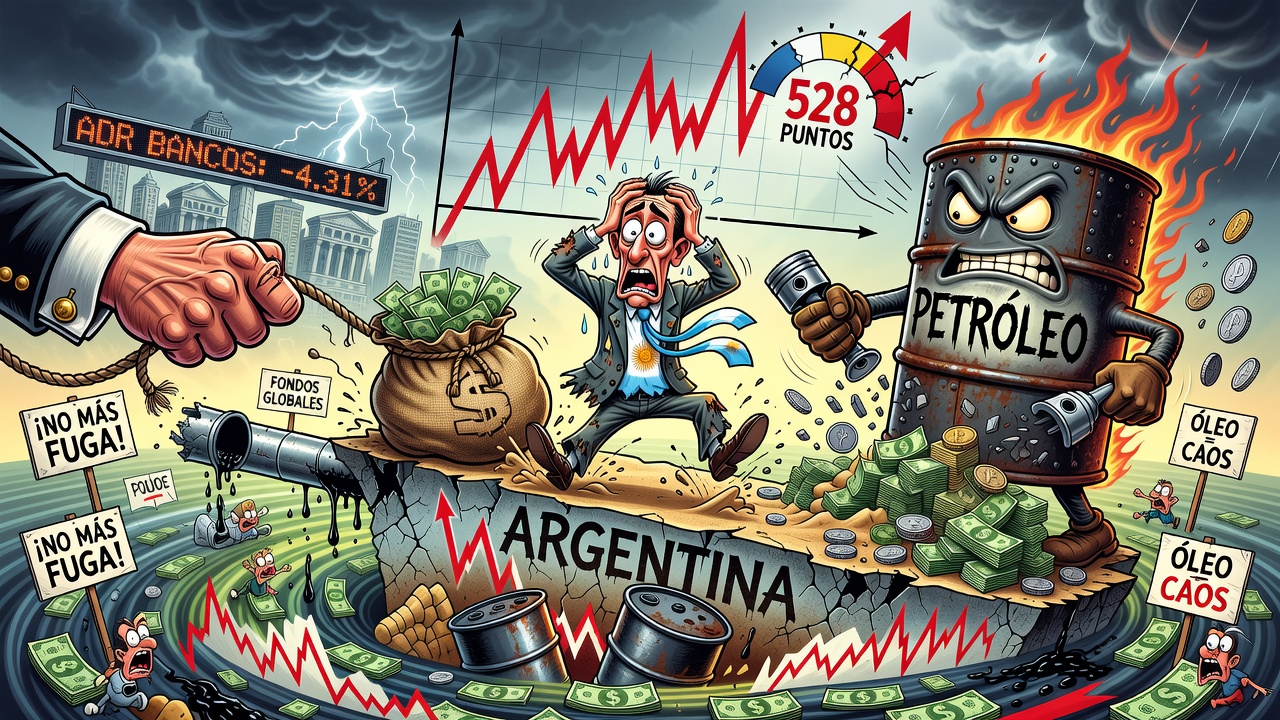 Riesgo país argentino alcanza 528 puntos por salida de fondos y presión del petróleo