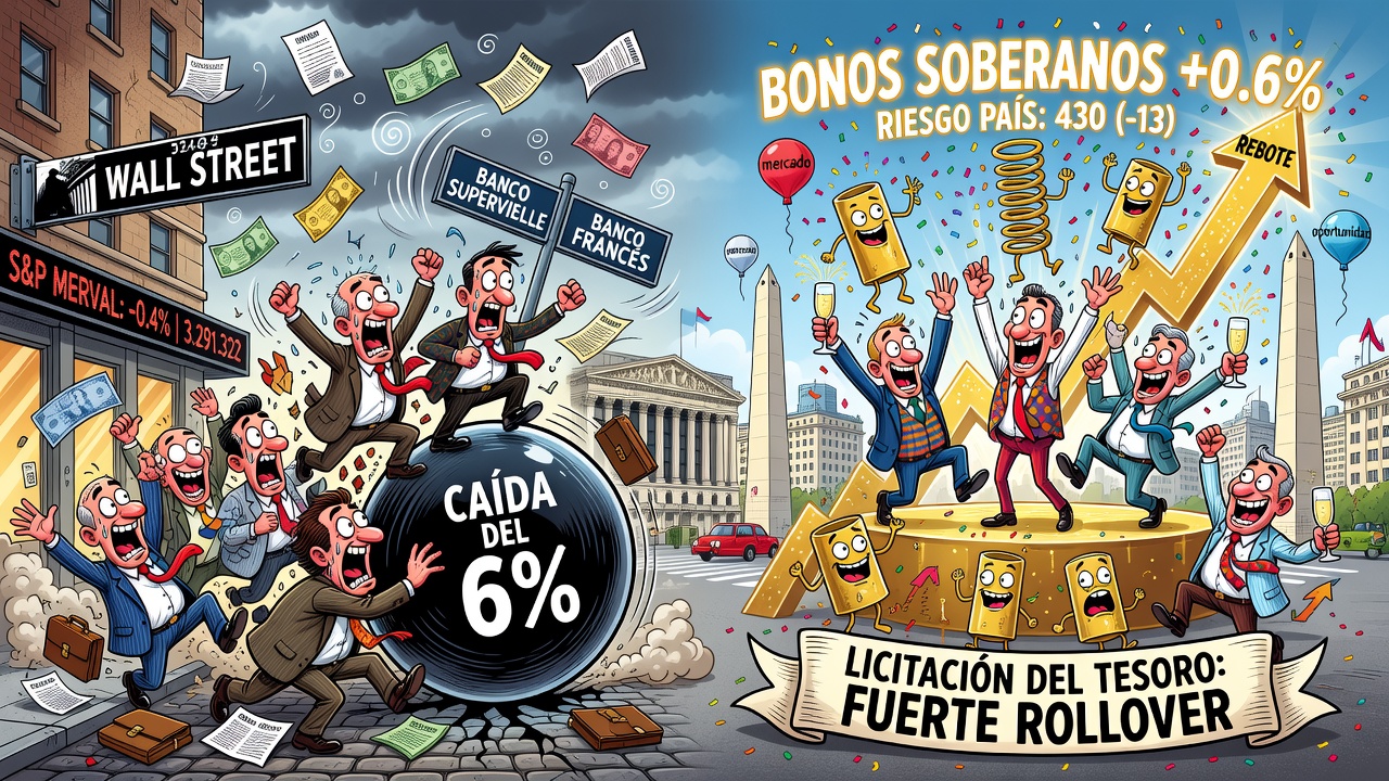 Image for Acciones argentinas cayeron hasta 6% en Wall Street pero rebotaron los bonos y bajó el riesgo país