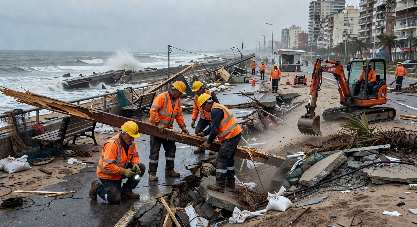 Evalúan y reparan los daños que dejó la ciclogénesis en la costa