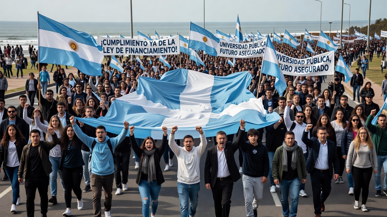 Comunidad universitaria realizó banderazo en Mar del Plata por ley de financiamiento